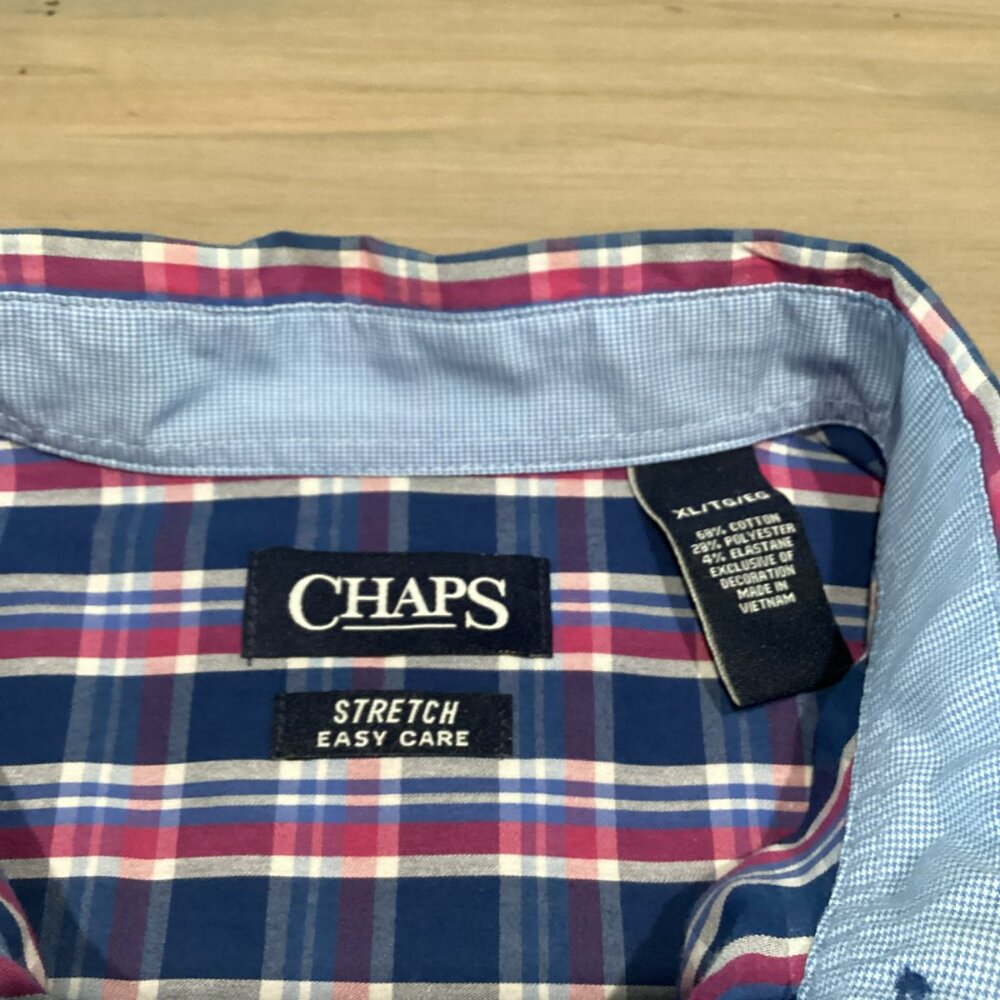 Plaid Blue Pink White Long-sleeve Button-Down Shirt - Men's XL - Picture 5 of 9